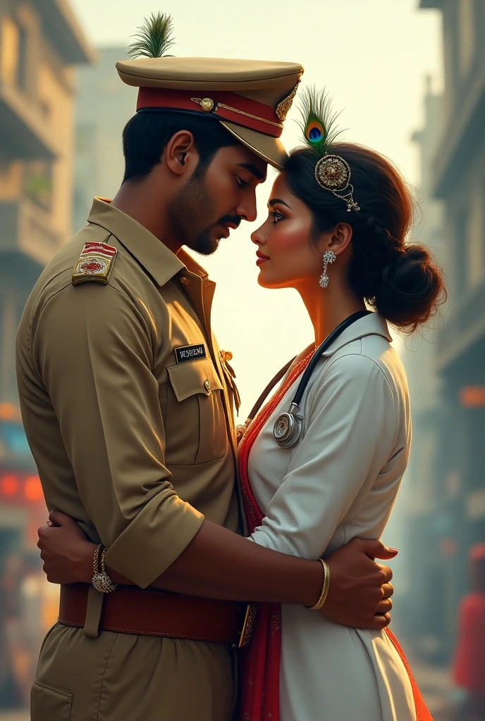 Indian couple dashing poolice man arrange to marry a beautiful doctor