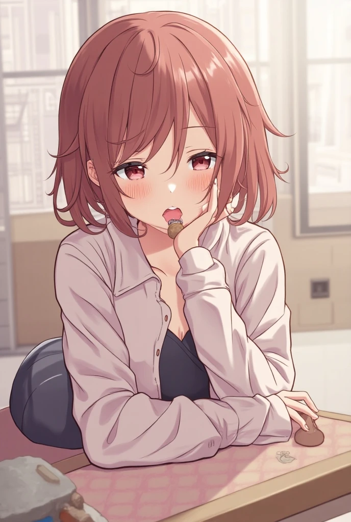 Horny anime girl sucking on ice cream