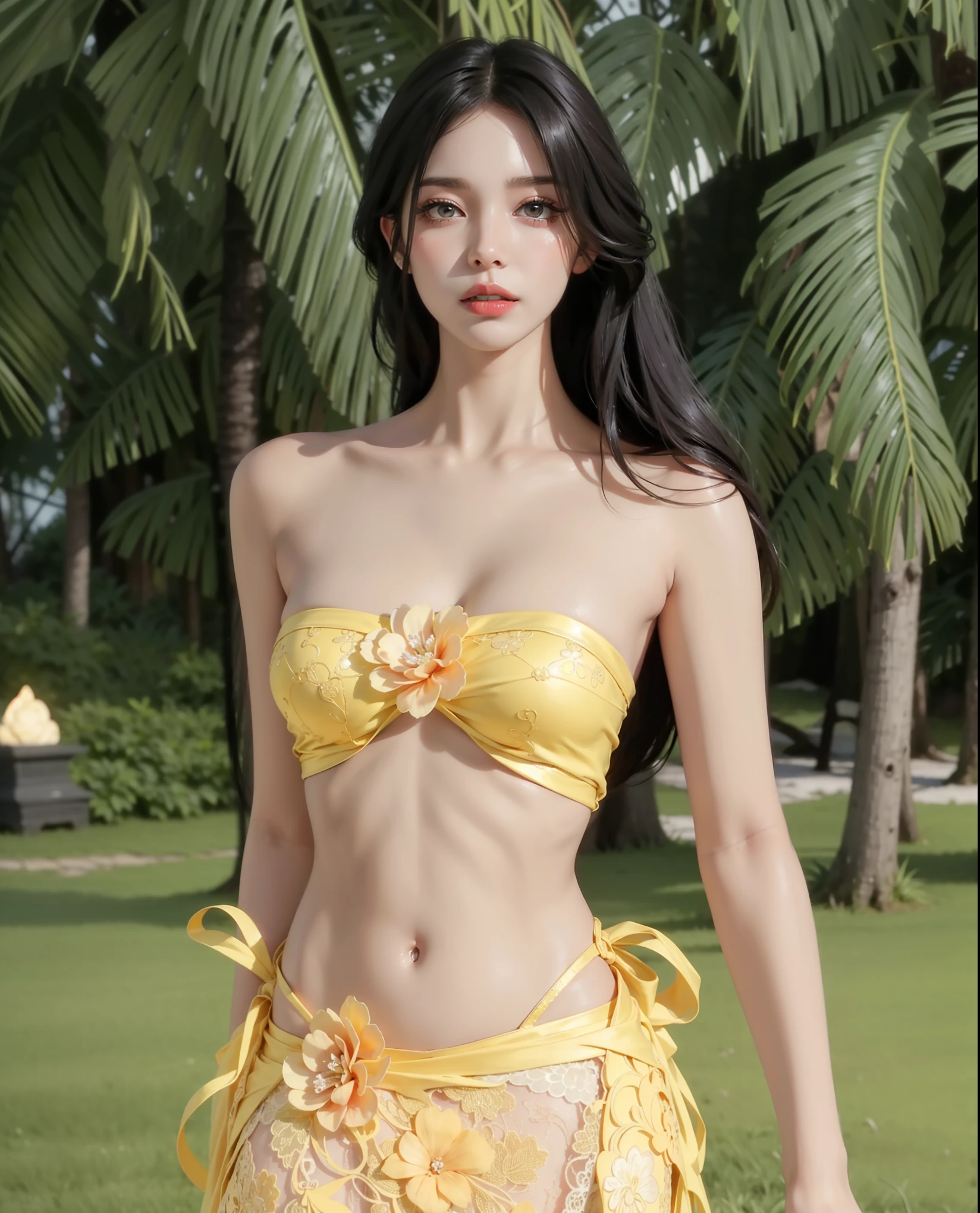 8K, muste piece, Raw photo, best quality, photorealistic, Highly detailed CG unity 8k wallpaper, Depth of the bounds written, cinematic light, realistic skin, lens flare, ray trace, 1 girl japanese, (extremely beautiful face), beautiful lips, beautiful eyes, (intricate detail face), ((Super detailed skin)), in the darkness, deep shadow, (very slim and slender fit muscular body:1.3), (a big smile:1.3), make eyes clear, walking , front shot, pale skin, (blown hair), open navel, (Looking at Viewer:1.3), (very slim), ((small breasts)), (tall,slender face), model body shape, (teary-eyed), (full body), (slender:1.3), (seductive pose), (background
jungle:1.2), (from front), high quality, photorealistic, highly detailed, ((nude)), (show off nipple:1.4), ((bare pussy:1.2)), ((pubic hair:1.3)), ((bottomless:1.5)), ((african ethnicity costumes:1.4)), (holding a spear:1.2), (feather ornament),