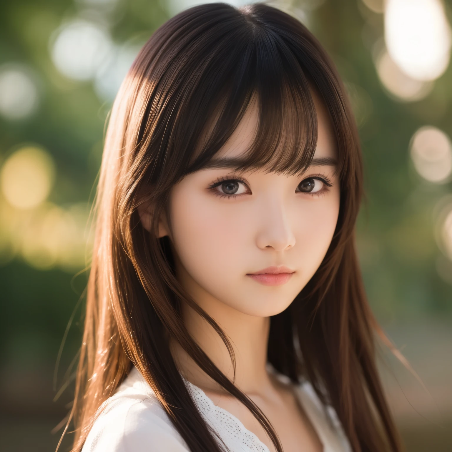 best quality, actual, super detailed, finely, high resolution, 8k wallpaper, 1 cute japanese girl,long hair , choppy bangs, ((slender)),((portrait)),