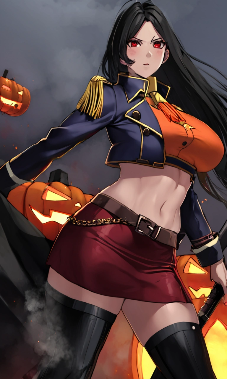 (masterpiece, best quality:1.2), 1girl, solo, sorceress, dragons crown, red eyes, long hair, red hair, hat, large lips, staff, detached sleeves, bare shoulders, cleavage, side slit, (huge breasts:1.3), (skeleton, potions, indoors, fantasy setting, brick walls, witch cauldron:1.2), masterpiece, best quality, highres, sv1, sailor senshi uniform, elbow gloves, red bow, red choker, red sailor collar, white gloves, jewelry, red pleated skirt, white leotard, high heels, outdoors,