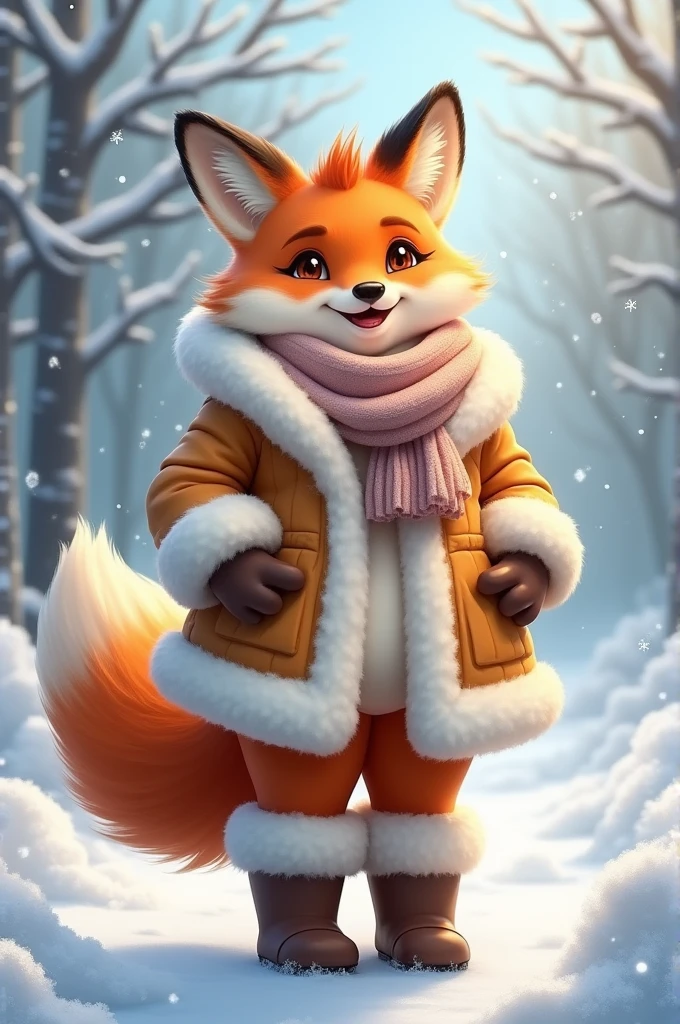 New Jersey 5 Furry,fox,portrait,Exquisite,Chubby,Orange plush fur,Cute face,,Cute outfits,winter,Running in the snow,Lively,Smile