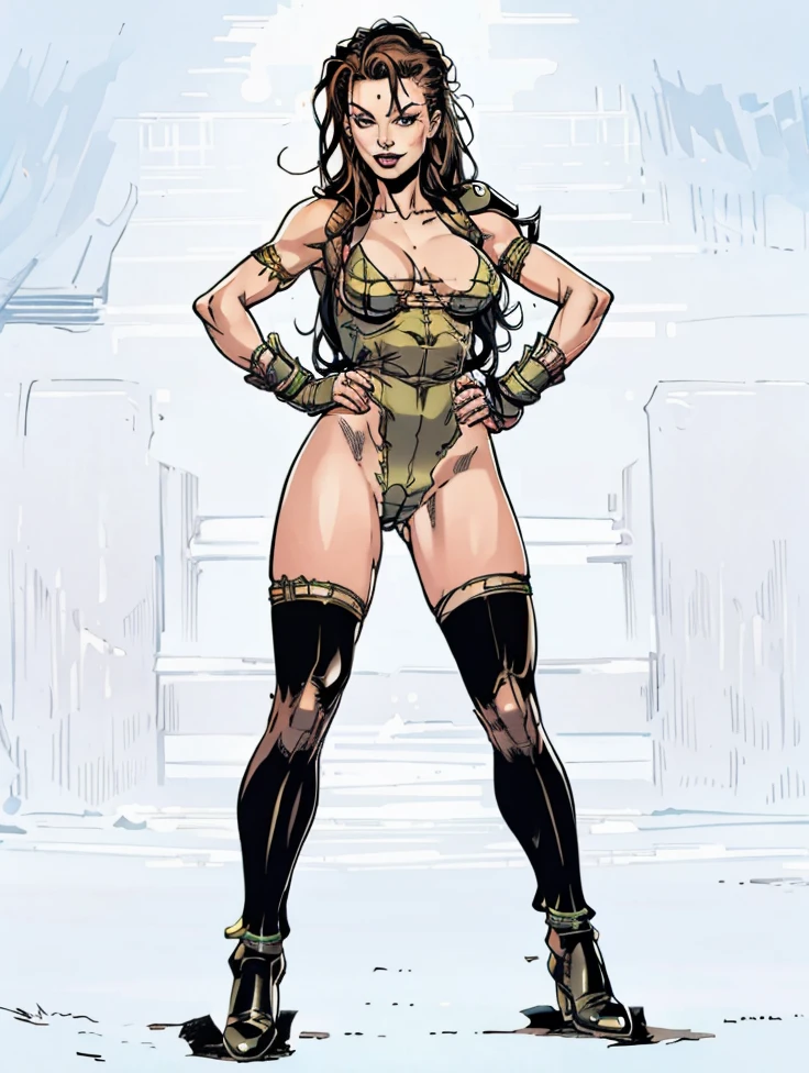 (artwork full body:1.2),(lineart:1.33), Deepika Padukone, (charisma), seductive smile, bikini, cleavage,fantasy gothic aesthetic,tiara,complex lighting,(atmosphere), (flat bright colors:1.2), coherent, continuity, epic, attractive, sharp lines, (occidental), (fine sharp lines)