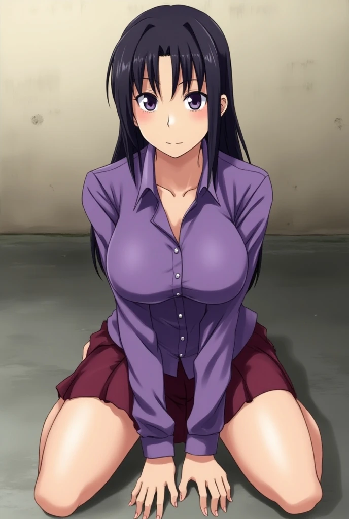 masutepiece, Best Quality, in 8K,  Solo, Misato Katsuragi, Brown eyes, Indigo hair, huge tit , Cross Necklace, Red jacket, masterpiece, super fine illustration, best quality, light particles, ultra-detailed, 8K wallpaper, (bright colors:1.2), solo, (a girl), small breasts, (black long hair), straight hair, shiny hair, shiny skin, delicate linestailed face, (hairband, school uniform, bottomless), nipples, loafer, sox, orgasm face, extremely beautiful blue eyes, shiny eyes, closed eyes, arched back, orgasm face, O-face, blush cheeks, arched back, under boob, (vaginal penis), (a man), hetero, (lying on back), (girl spread legs:1.4), (intense Sex:1.7), (cum out:1.2), nsfw, classroom