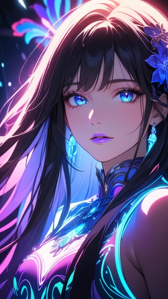 1girl,long black hair,iridescent eyes,aesthetic built,fantasy,best quality,4k