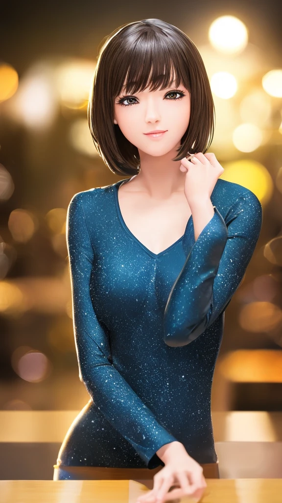  1 girl,  with bangs patted hair {x},latex suit , Blushing,  detailed beautiful face , Light brown eyes,  short bob hair,  High Resolution のスキンテクスチャ, Classroom Setting, photoRealistic, (Best Quality,4K,8k, High Resolution ,masterpiece:1.2),Ultra-detailed,(Realistic,photoRealistic,photo-Realistic:1.37), High Resolution ,超 High Resolution ,Studio Lighting,Fine painting,Sharp focus,physically-based rendering, extreme detailed description ,professional,Vibrant colors,Bokeh