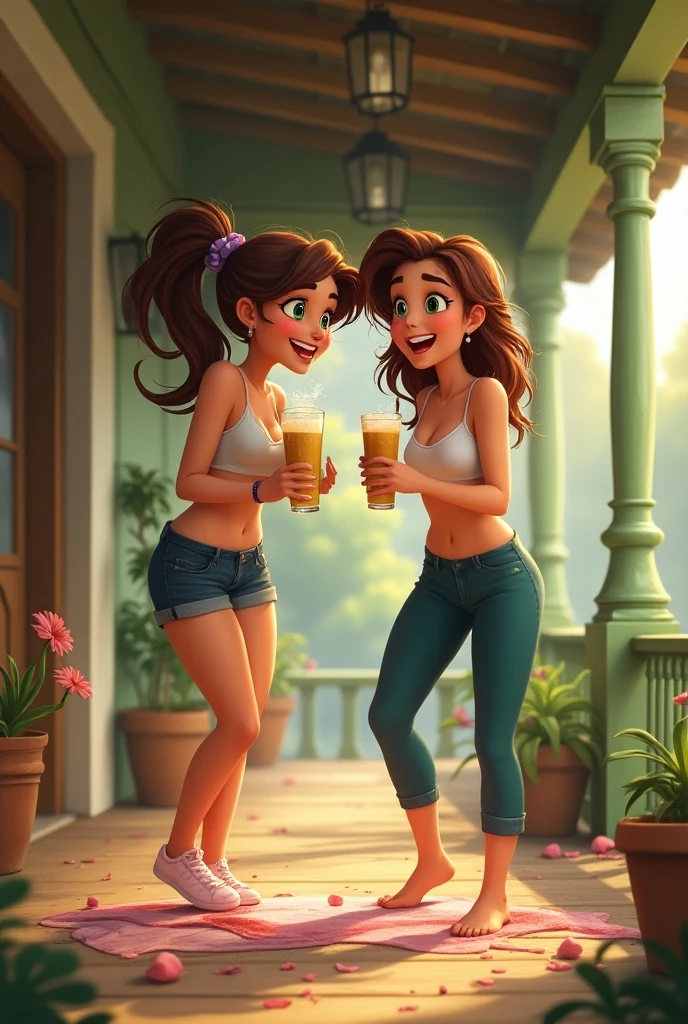 NSFW, full frontal nude, two cartoon characters sitting on a bench with a cup of coffee, concept art inspired by Lois van Baarle, trending on polycount, conceptual art, nude rhads and lois van baarle, nude artgerm and lois van baarle, nude lois van baarle and rossdraws, nude artgerm and atey ghailan