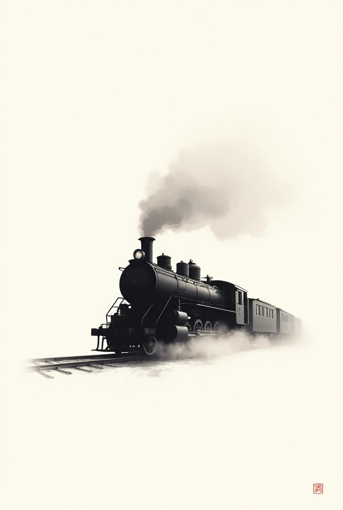 Fait un dessin de train en calligraphie