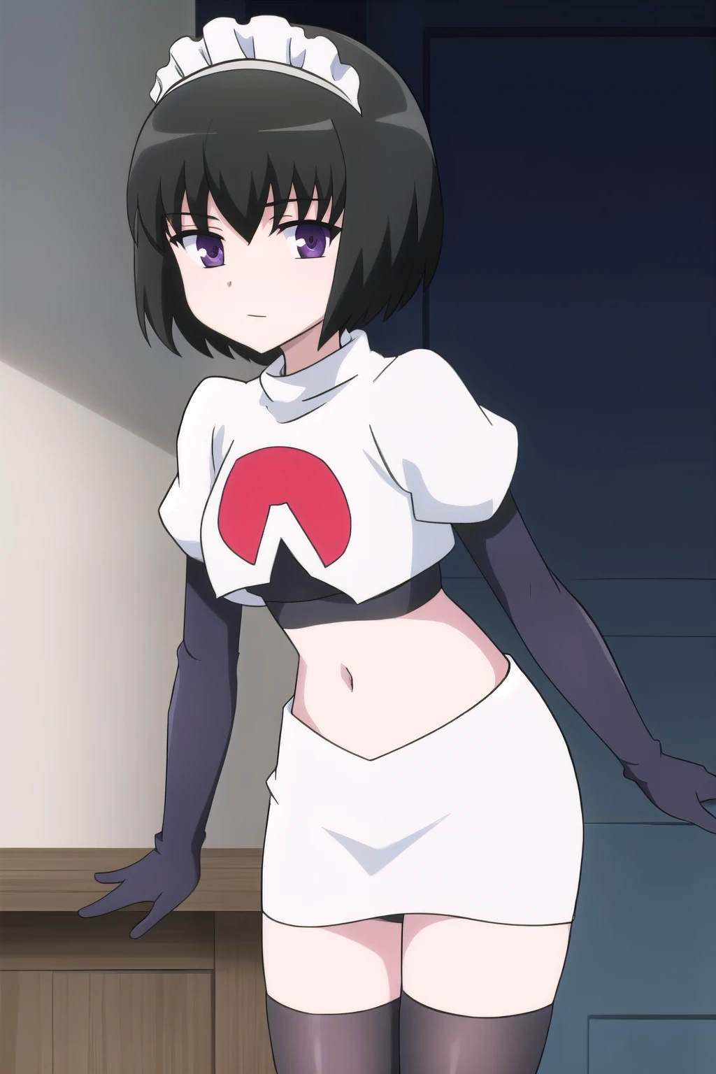 punctuation_9, punctuation_8_High above, punctuation_7_High above, break(work of art), 1 girl, standing alone, absurderes, high resolution,,pretentious smile ,curve body, Bblack hair ,, Eyes red, Bblack hair, perfect lips, white bikini,white bra ,black socks at night,citys