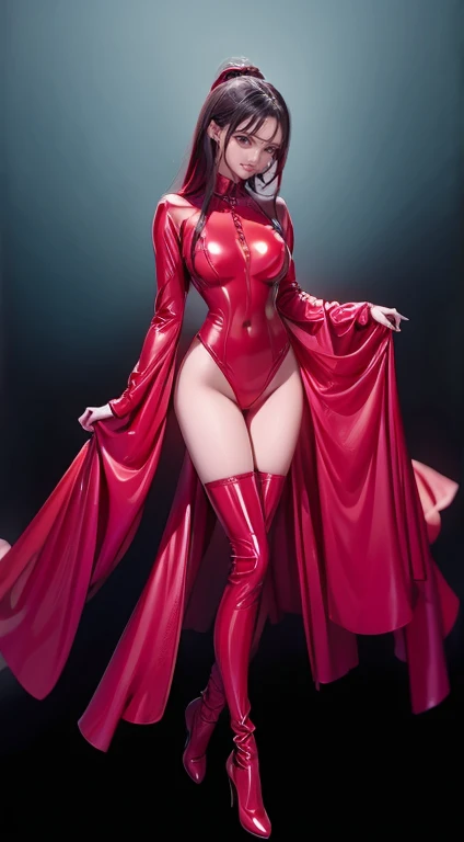 a beautiful woman in the silk red sack, mummified, tight full body tied, satin sheet, nipple on, shibari, satin hijab, full body, long satin,mermaid tight long gown, detail face,tall women, walk downstair, strugle to walk, both arms tied back