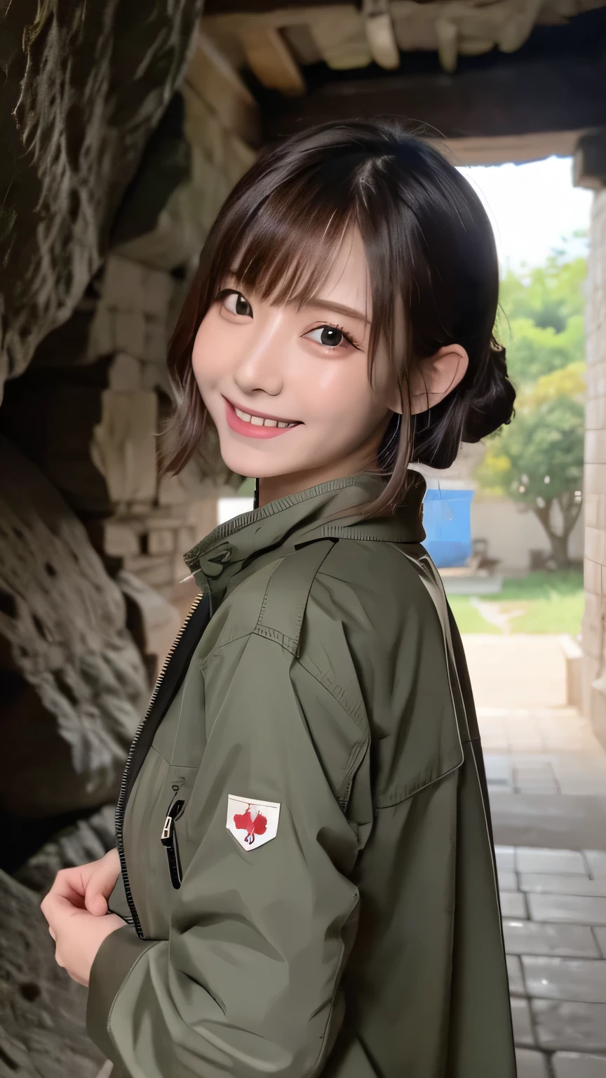 Best picture quality (8k, high resolution, Masterpiece: 1.2), super detailed, 215 Short Hair,Three braids long hair, 26-year-old woman,
situation: Cute girl spying with binoculars。
detailed:
angle: Close-up of hands holding binoculars and eyes gazing into them。
clothing: Military style jacket、cargo pants、binoculars。
atmosphere: Overlooking the expansive view from the heights、A serious expression while carrying out a mission。
,Active Pause ,
Beside her、The thunder danced。
Focus on the waist above
, random cute pose ,big eyes ,Puffy eyes , Heart Pupil, blush , huge shy smile , salute