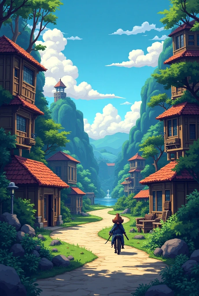 A pixelated 8-bit game scenario - SeaArt AI