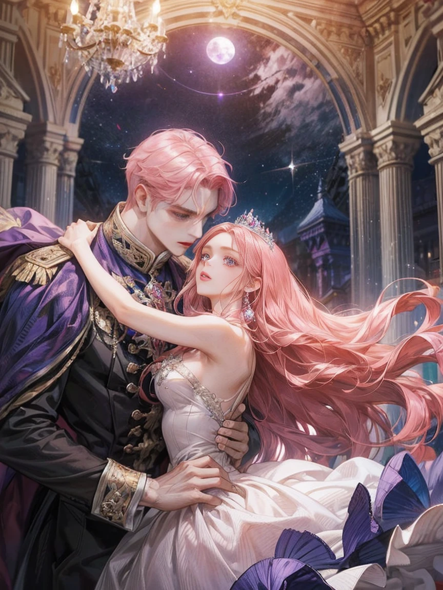 Perfect Face, The woman was Princess Sapphire, with long red hair with eyes the color of amethyst and a gorgeous boue dress. In a large, palace ball room, underneath the moonlight, womais dancing with a man with short pink hair.
