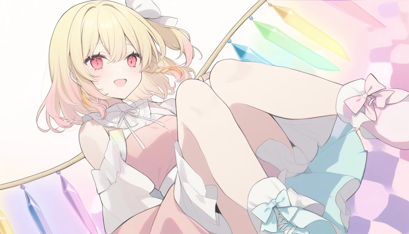 Score_9, Score_8_up, Score_7_up, Score_6_up, Score_5_up, Score_4_up, source_real, 1girl, anime style, Flandre Scarlet, happy, pussy juice