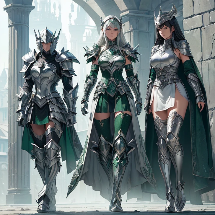 a group of Angelica knights with armor and hood 