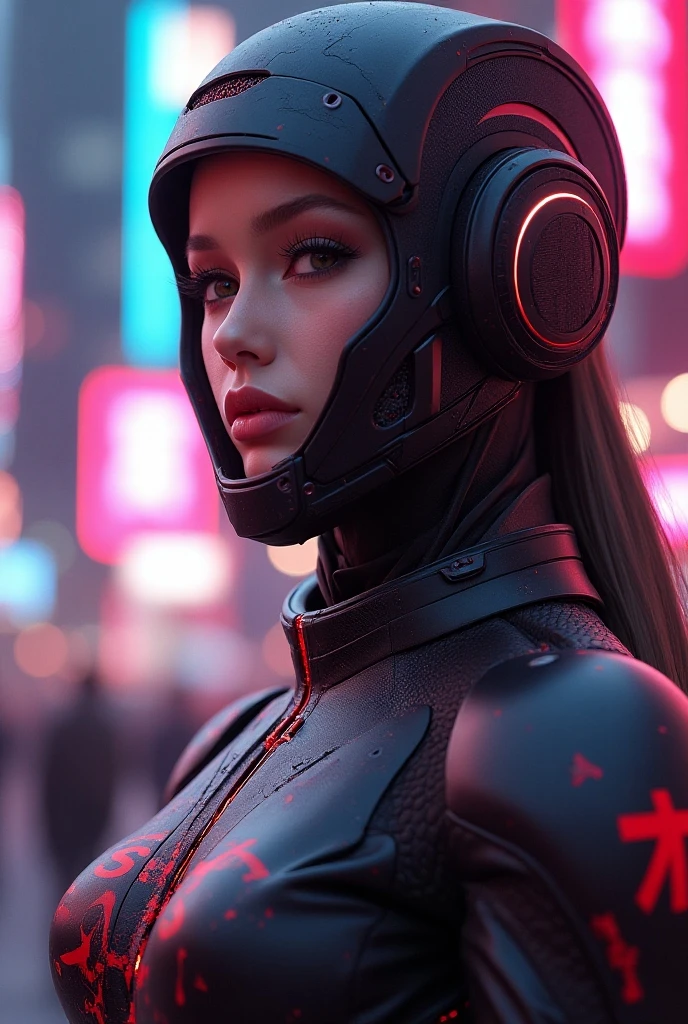 <lora:bliznyashkiTheTwins_v1:1>, ashenhard style, chromatic aberration, depth of field, soft lighting, ((retrowave style)), masterpiece, ultra hd, robot, (faceless), sexy, ((retrowave background)), braided hair, jacket, absurdres, nude, breasts, nipples, pussy, best quality, nubile
