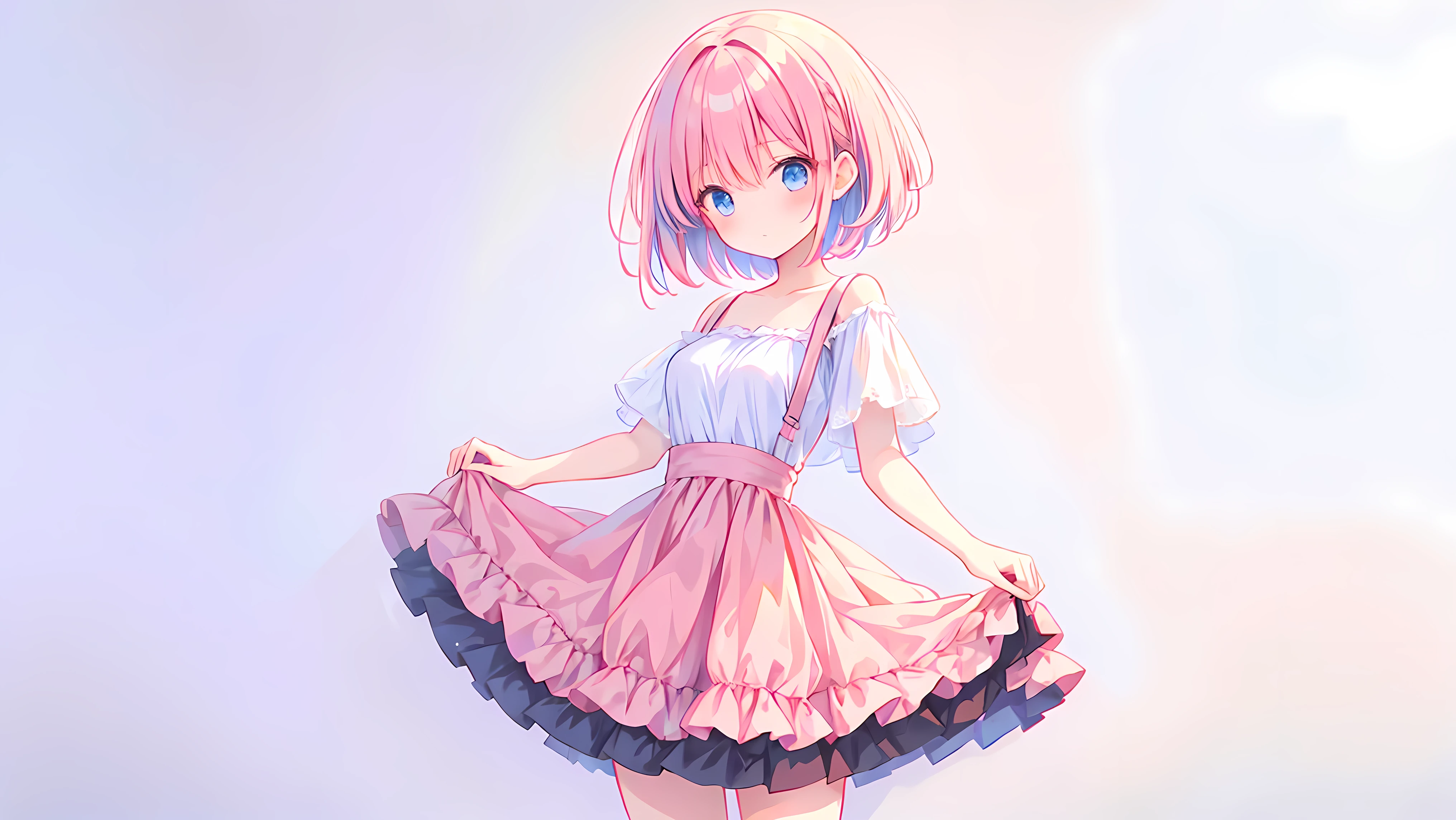 Anime Style,girl,Pink Hair,Short Hair