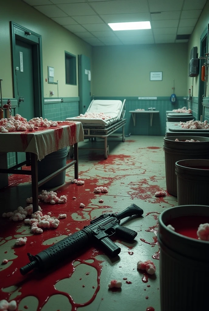 horror art,blood,Mushroom City in the hospital