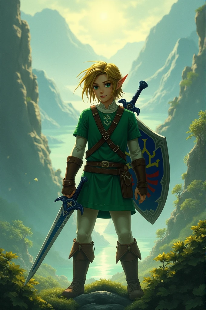 Make me a wallpaper inspired by Zelda's link