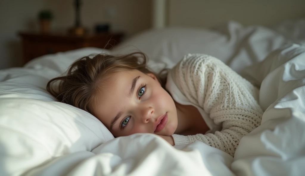 children girl in a white dress with her eyes closed and hands on her face, lovely languid princess, sonhando em beijar uma menina, she is in pure bliss, little children and cute girl, portrait of magical garota, cute garota, jovem e bonito, garota , a stunning young and ethereal figure, modeling photography, pose elegante e bonita, cute and adorable