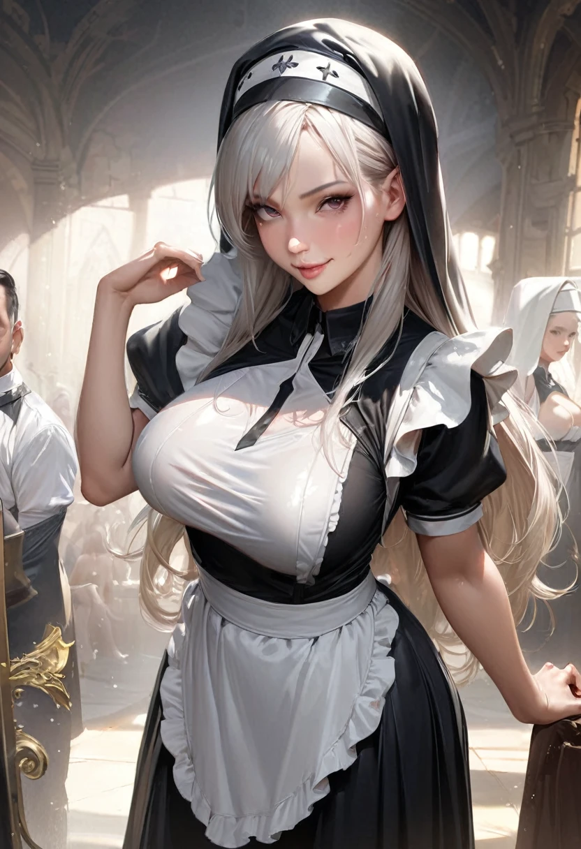 View from below,(masutepiece:1.2), (Best Quality:1.2), (Extremely detailed:1.2), (photographrealistic:1.1), (extra detailed face), (ultra-detailliert), (4girl:1.1),Standing in line, (Different hairstyles:1.3),Silver hair,another-faces,(Maid Cross:1.3), (Skirt:1.0),View Viewer
break
(toppless:1.2),(Breast Out),(Nipple:1.2),(Underwear),Cameltoe , (skirt rift:1.4),(Smile:0.5), (blush:1.1), (Multiple girls:1.1), (Open mouth:0.8), Full lips, (Large crowds:1.2), (Indoor, Masters Room),