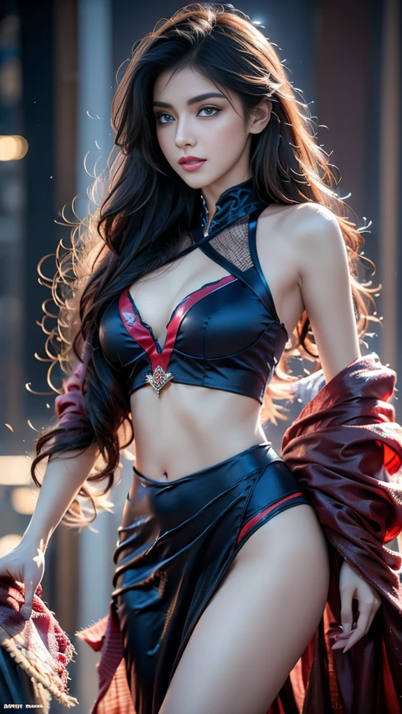 (best quality,ultra-detailed,photo-realistic:1.37),bright and vibrant colors,studio lighting,playful expression,stylish makeup, leather mini skirt,hair flowing in the wind,alluring eyes,glossy lips,sexy pose, smiling in a confident and seductive way,posing for a professional photoshoot,shallow depth of field,highlighting the main subject,soft natural lighting,creating a dreamy and magical atmosphere.