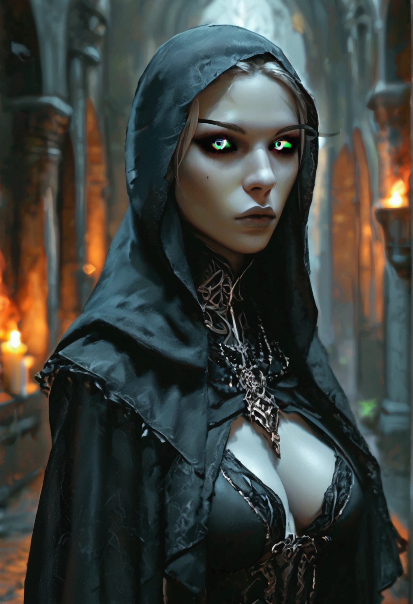 ((work of art)), ((best qualityer)), ((close up: 1.0))a woman with a hood and roses in her hair, estilo de dark fantasy art, in the style of dark fantasy art, gothic fantasy art, dark fantasy art, dark fantasy art, gothic maiden, she is the queen of black roses, dark fantasy mixed with realism, dark fantasy style, gothic maiden of the dark, gothic art, Dark digital art, but detailed, dark fantasy artwork