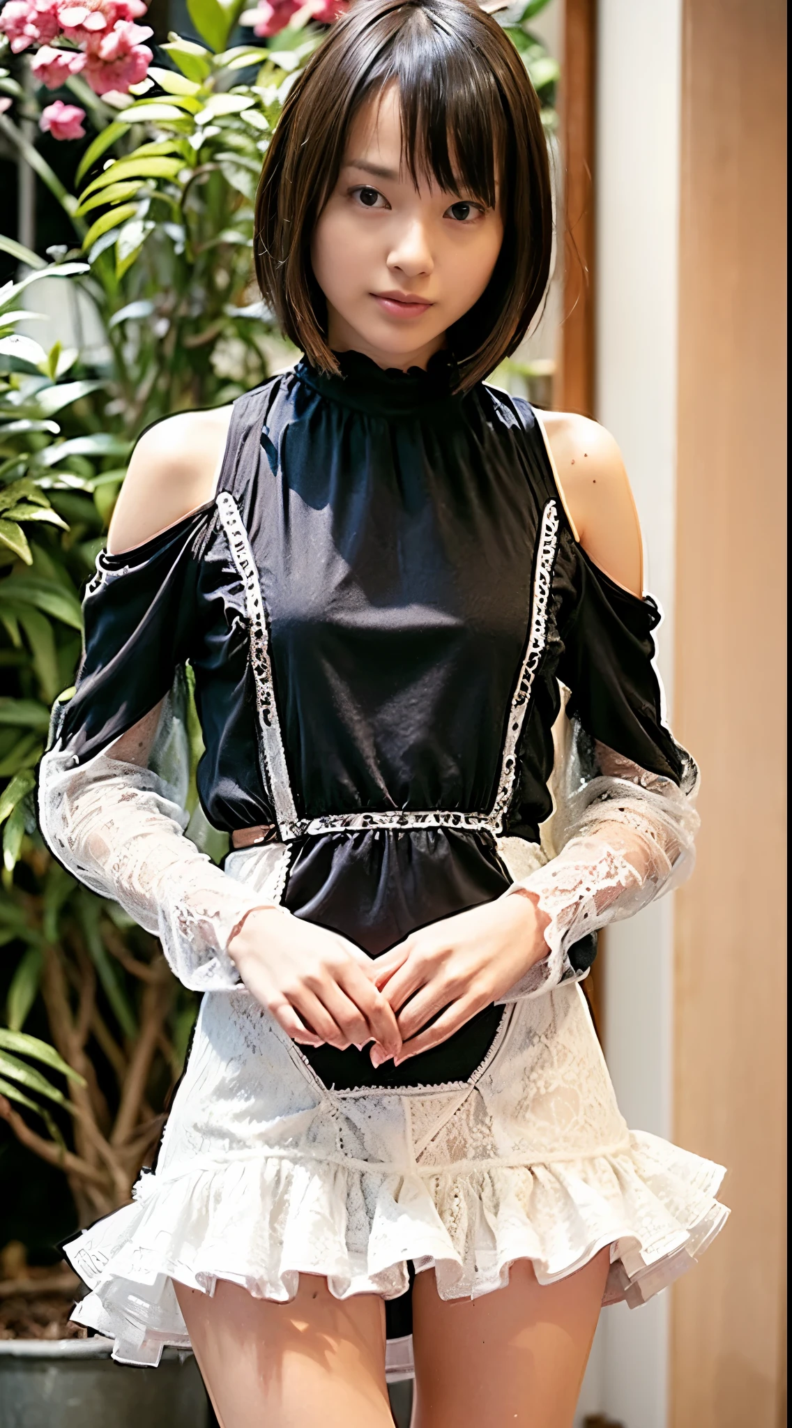Cowboy Shot、(Updo with bangs)、straggling hair、Black Hair、(Hanging Hair)、((widow))、((mourning dress))、((((Black long sleeve mourning clothes))))、(((Funeral場)))、((((Funeral))))、Black formal wear、Highest quality,(RAW Photos:1.2)、(Realistic:1.4),(High resolution:1.4), 1 Girl, Written boundary depth,, Exquisitely crafted,8K, Very detailed, Perfect lighting, Spectacular Background、((Delicate painting)),(の詳細なRAW Photos),(Highest quality:1.6), (超High resolution:1.5), (Realistic:1.75), 8K resolution, Canon EOS R5, 50mm, Very detailedな,Cinema Lighting,Correct finger、sit、((Spread your legs))、((((Skirt flip))))、purple panties、Pearl Necklace、Pearl Earrings、(Clothing that covers the chest)、((There is a coffin))、((Minimally revealing clothing))、(The altar is decorated with a bouquet of chrysanthemums..)、candlestick、
