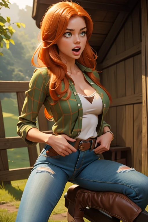 Crazy gardener in orange gardening costume. Chapel decpal round medium, BWW, sturdy ass leaning up. SHE pants a yellow flower, very realistic, real, Woman with red tranrelative sunglasses. Perfect and realistic hands. Footsteps shod oerfeito. Brown gardening boot. Clothes glued to the body, body tight on the clothes. A mild person. Scenario: day, hot, earth, grass, mangeira, faucet, valde, real, realistic, HD, iso, GaB: v2. Gorgeous sandy face, beautiful, Scandinavian redhead, white, with effects on pink cheek, mouth ((wet pink, moist.)) Real, sharp, thin focus, dirital HD, realistic. V3. 1.5. Slightly plummeted breast gelatin movement. Dynamic, focused. Open angle. Focus from top to bottom. Crisp body. Linen clothing