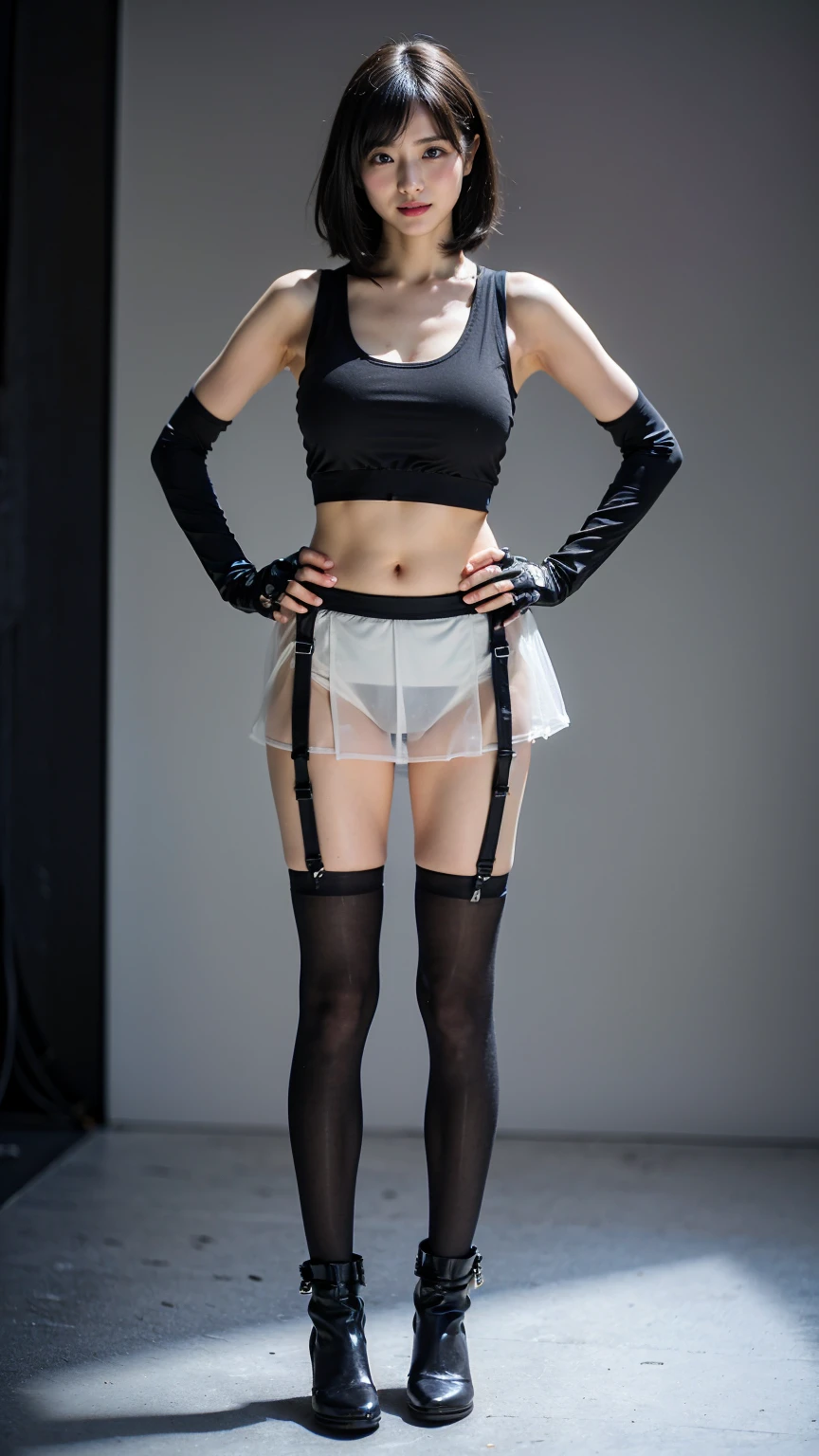 (((Clothing:2.0, Tank top:2.0, Boxer trunks:2.0, See-through:1.3, Boxer gloves:1.5))), ((Wet:1.3)), (Gym:1.5), ((A grin:1.3, Short Hair:1.2, slender:1.5, Small Ass:1.5)), ((Japanese, 1 Girl, 18-year-old, 7 heads, Ideal body proportions, Black Hair, With bangs, Small breasts, Erect nipples, slender, Small Ass, Beautiful feet, Skinny Legs)), Surrealism, Cinematic Lighting, Depth of written boundary, First Person View, F/1.8, 135mm, Ticker, Mastepiece, Curate, ((Anatomically correct:1.3)), Textured skin, Super Detail, High detail, High quality, Awards, Best Quality, High resolution, 8K