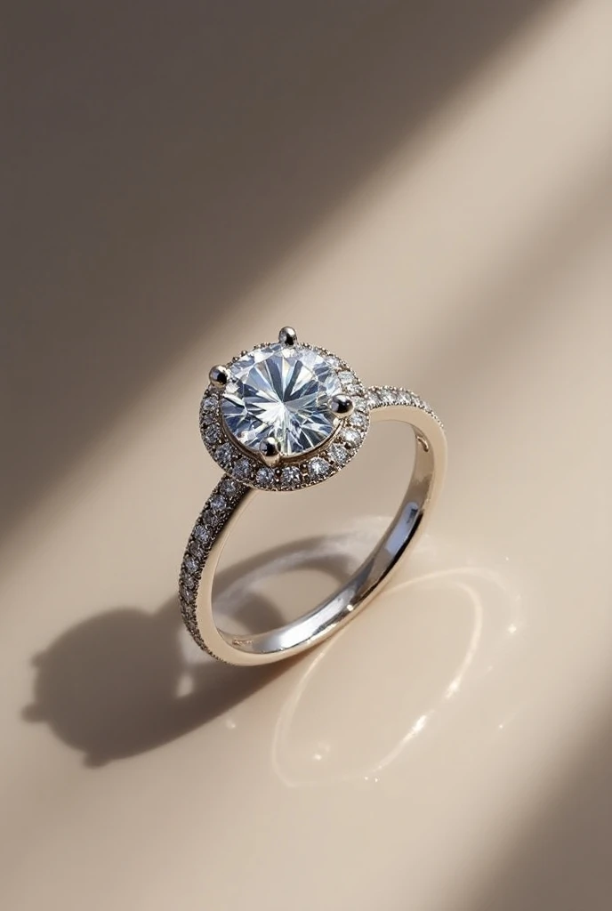 A white gold Diamante wedding ring with a plain wedding band