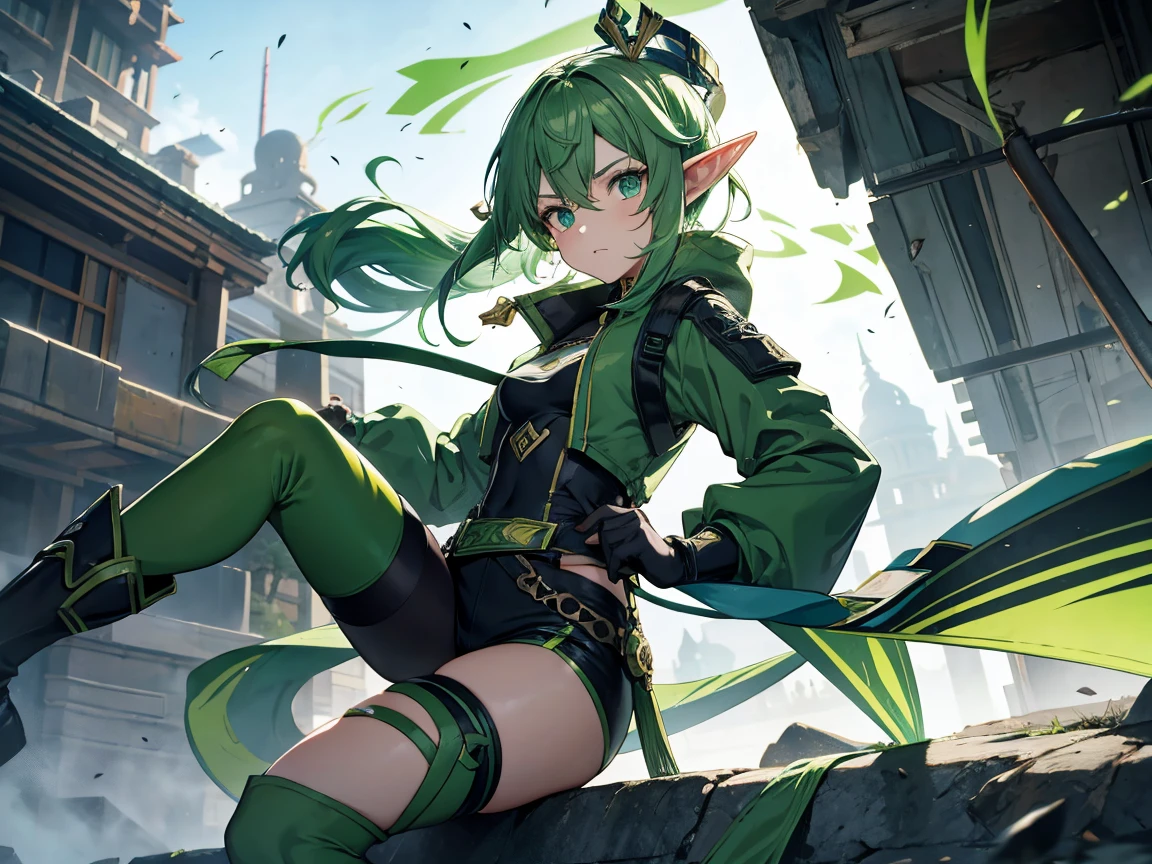 elf Archer green R-18 Erotic Strip clothes