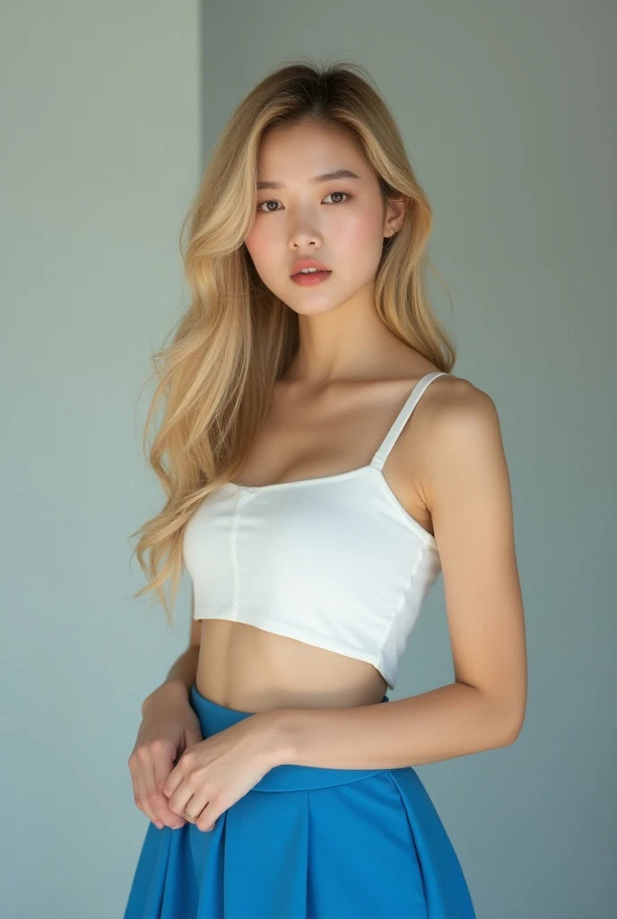 anorexia pictures, emaciated, Wearing a camisole、slender female model, Blonde hair, Upper body photo, Incredibly slender body, very slender body, Emaciated body, Smallest waist ever, well-defined clavicle, well-defined hip bones, well-defined ribcage, extremely thin arms and legs, weak and fragile body, masutepiece, Anatomically correct, Textured skin, Super Detail, high details, High quality, Best Quality,Protruding milk、Resort Background