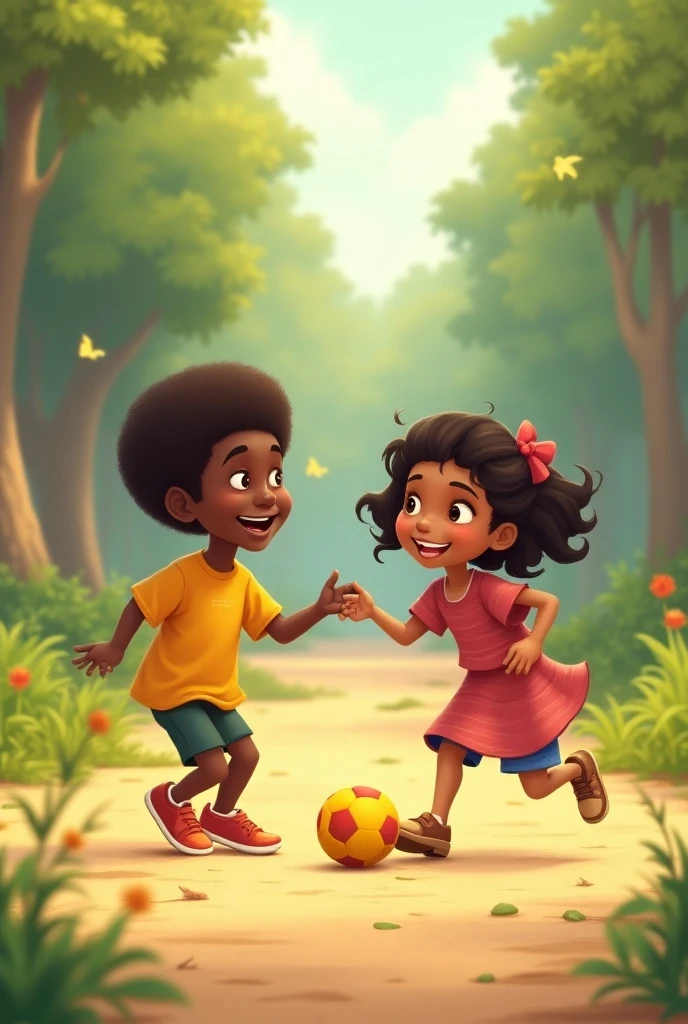 Make a picture of two children, the girl reading a book, the light brown boy playing soccer, each in their country houses, but a fence or fence separates them. The white fence or fence THAT SEPARATES THEIR HOUSES and the title of chapter 1 is realistic.