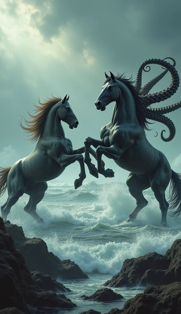 ((((photorealistic feral white horse with blue dragon)))), ((((kissing)))), ((((feral, duo, hyper sheath penetration, docking, hyper flared penis in sheath )))), ((((looing at each other, excessive cum, cum splatter, cum leaking)))), ((((hugging)))), chest to chest, standing, outside, sunny, blue skys