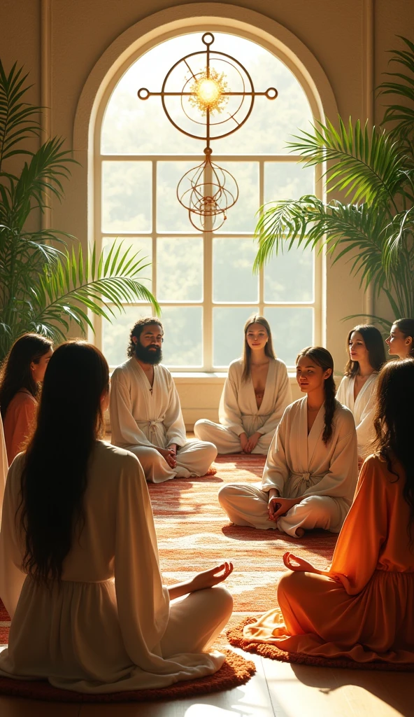 At an otherworldly Wes Anderson spa, guests with unique hairstyles and colorful robes partake in a rejuvenating ritual that promises to transport them to a dreamlike realm of relaxation.