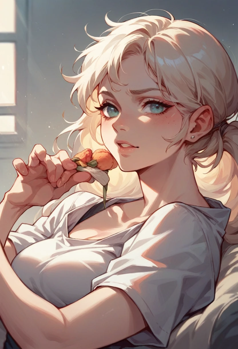 Semen、eat、spoon、stuff one's cheeks、Ultra-detailed illustrations、Ultra-precise expression、masterpiece、Highest quality、ultra High resolution、High resolution、Hiromitsu Takeda Style、White background、Simple Background、Mash Kyrielight、light purple hair,short hair,hair over one eyes、Black sleeveless dress, White collar、Red tie、Black Pantyhose、Brown short boots、Purple eyes、Vulgar expression、smile、Open your mouth、Choker of Hearts、White Breath、Sweat、Glowing Skin、shiny skin、Side angle、Put the plate、、semen、