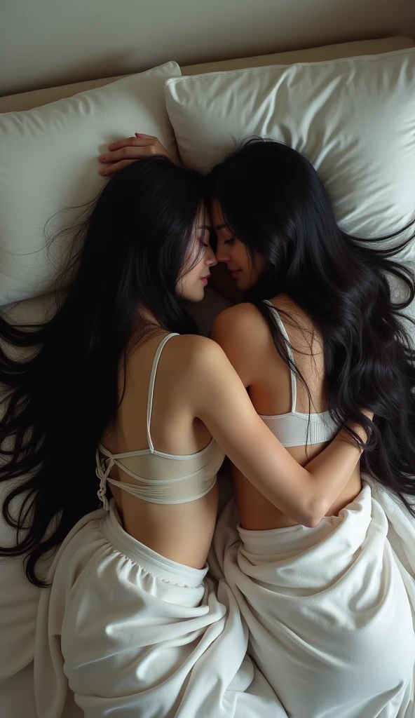 Ultra-high resolution,Professional Lighting,Highest quality,masterpiece、Two Japan high school girls、Take off all clothes,Completely naked,The two are lying down,Intertwined legs,Hug each other strongly,Lesbian、((((One of them has her legs spread wide))))、((((Cunnilingus))))、Beautiful ass,Attractive thighs,Perfect beauty,Shiny long hair,Sex,Very delicate skin texture, Dildo