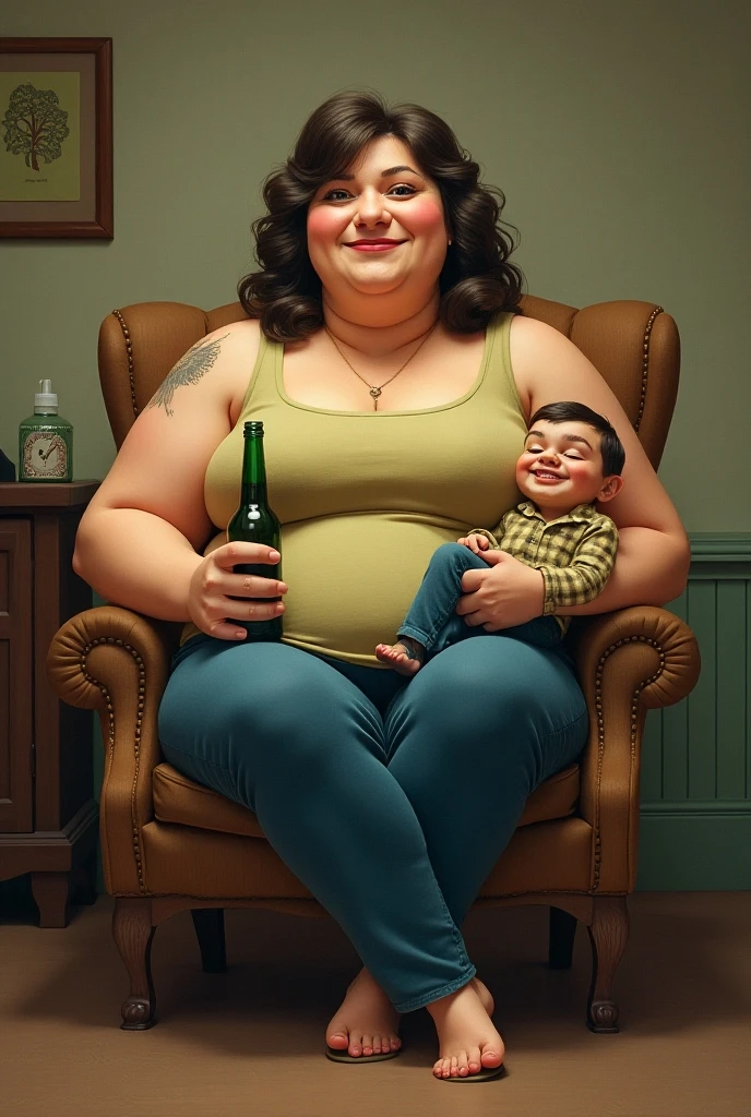 extremely morbidly obese woman, (muscular man lifting her huge fat belly and forcing a cola can inside her belly button), ssbbw belly, unrealisticly fat belly, naked, severe stretch marks on belly, cellulites on thighs, looking exhausted, beautiful thin face, beautful long curly hair, huge fat natural breasts, sweating profusely, naked, twice as fat as humanly possible, (((belly fat rolls))), muffintop, 20 year old, unrealisticly extreme belly hang. belly hanging down to her knees,