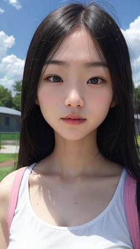 Slender Asian Girl, K-POP idol, ((beach volleyball)), ((highest quality, 8K, masterpiece: 1.3)), sharp focus: 1.2, beautiful woman with perfect figure: 1.4, Highly detailed face and skin texture, fine eyes, skinny, beautiful face, symmetrical face, full length, slightly naked, sexy, Partially visible chest