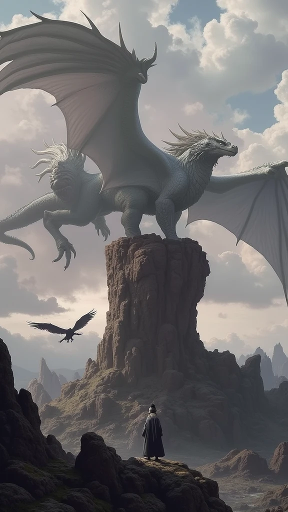 (best quality,4k,highres,masterpiece:1.2),ultra-detailed,(realistic:1.37),white atmosphere,tomb,white dragon emerging from the earth,vector art,detailed,fangs,wings,fire,earth,day,cemetery