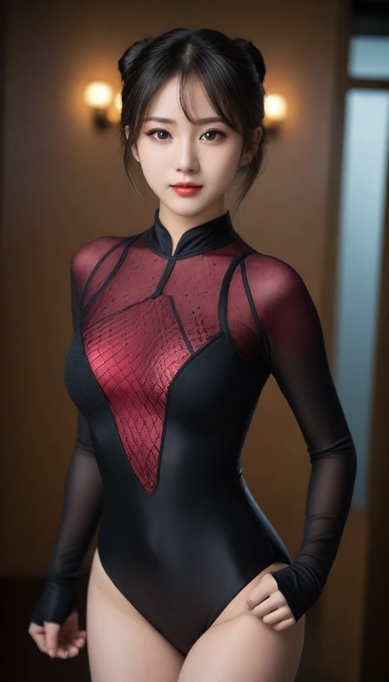 Masterpiece, (1 Brazilian girl: 1.2), realistic, 8K Ultra HD, high quality, blurred background, black and white Spiderman suit, Spiderman, (Spiderman pose 1.2), (clothing covers the whole body: 1.1), tight clothes, abdominal muscle contour, chest contour, short black hair, perfect face, shining face, super clear face, exquisite eyes, Japanese idol, (Chinese architecture tense background), ninja, ninja,