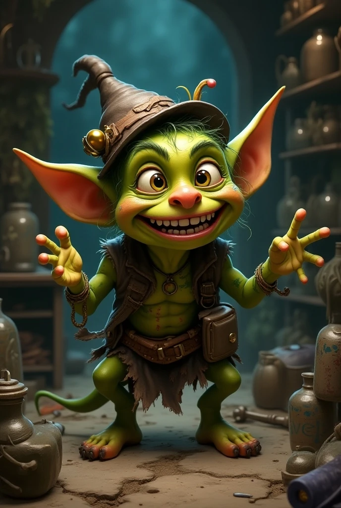 Close-up Portrait of Mesopotamia Pathfinder_Goblin, Adventurecore Volumetric lighting, concept art, brush stroke style, artstation, trending, highly detailed, art by greg rutkowski