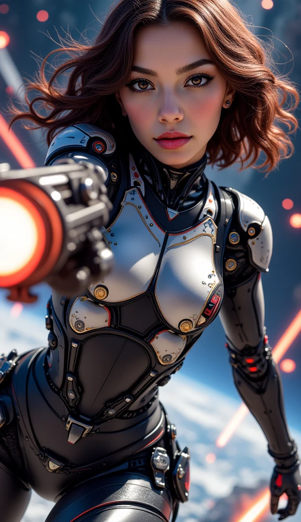 ((best quality)), ((masterpiece)), ((Scarlett Johansson)) (detailed), perfect face, playful 20 year old woman, Sensual pose. Inside a spaceship, wearing highly detailed futuristic skimpy mass effect armor, grandes senos, cintura pequeña, grandes caderas, desnuda.