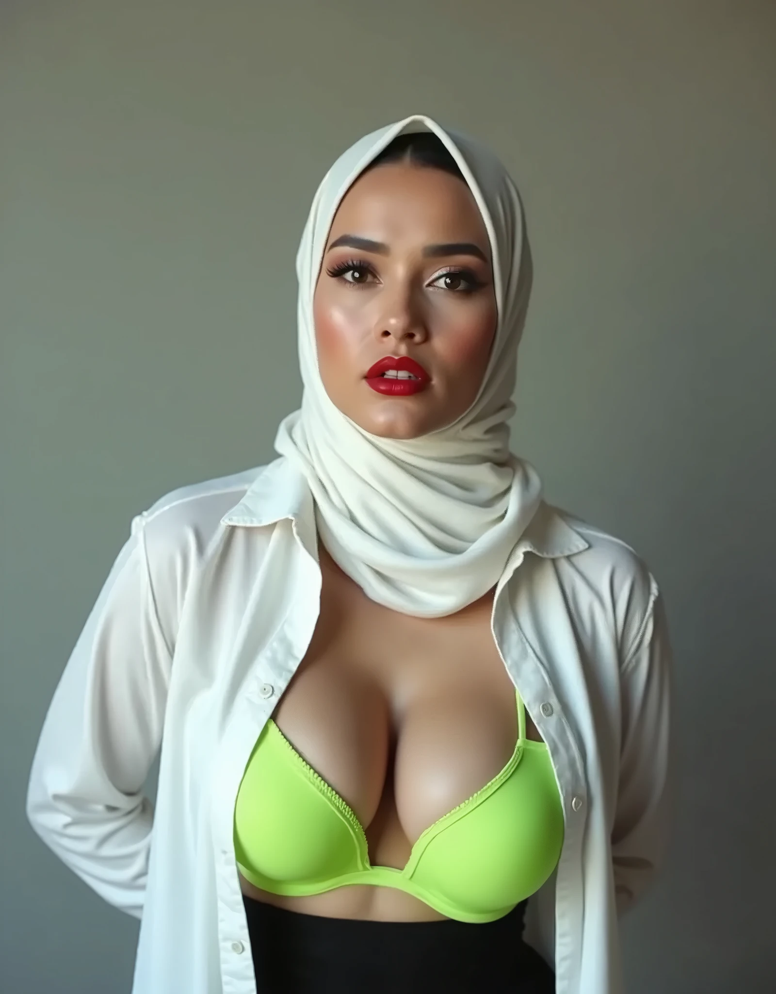 56 years Old, Hijab Indonesian Mature Woman, Ultra Droopiest gigantic saggiest longest mature tits : 96.9, wearing tight Tank Top, Wearing Tight Sport bra, Her bra cannot cover her Gigantic breast, Busty body, Arousing body, Wet body, rainy atmosphere, heavy rain, at central park, full body, gravure Idol, Cold Situation