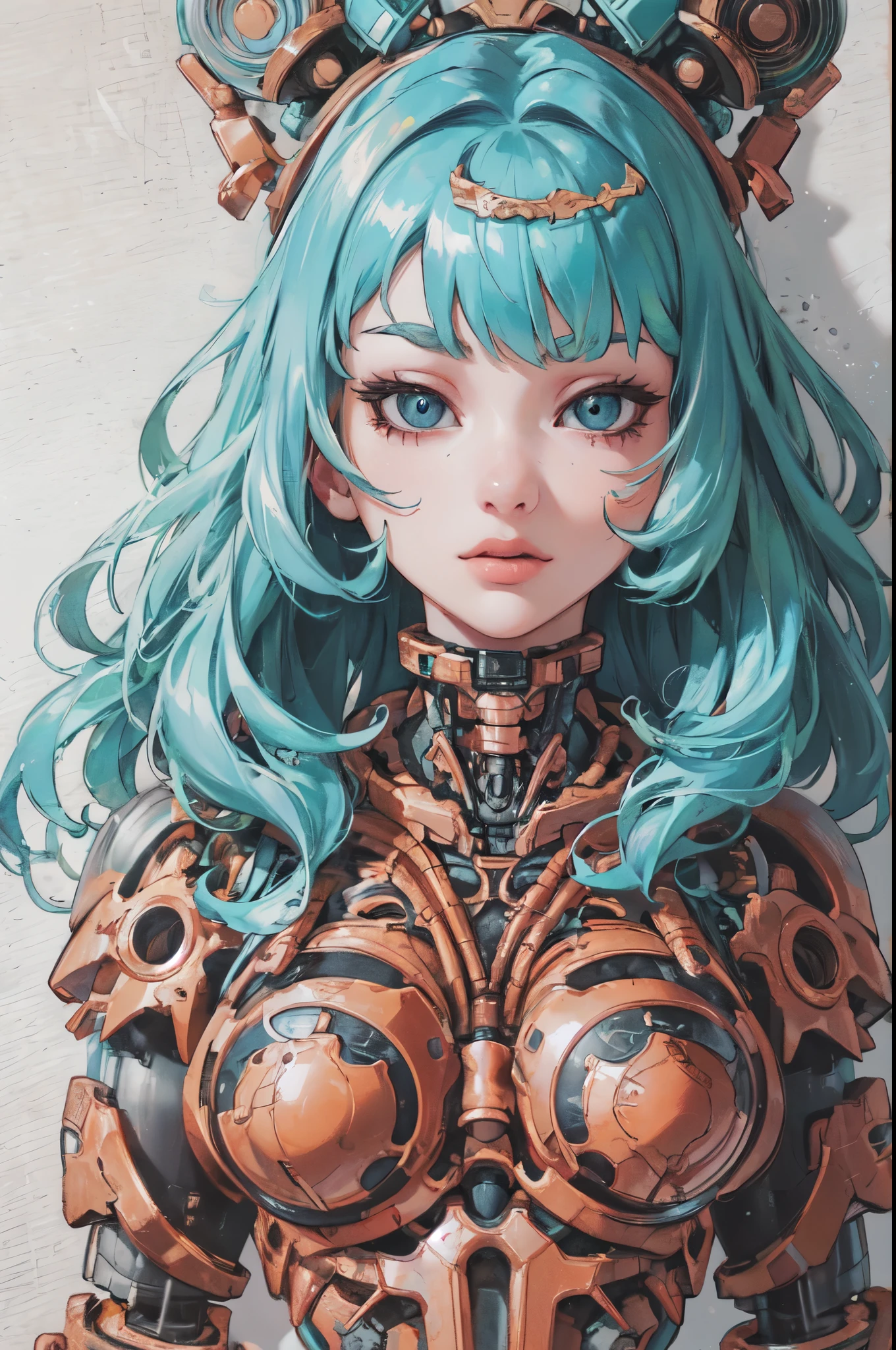 Anatomically Correct , 1 mechanic girl, Ultra realistic details, portrait, iluminandión global, darkness, Octane Representation, Ultra sharp, intricate, Detailed ornaments, cool colors, metal, Egandptian details, highland intricate details, Realistic light, tendencia en CGsocietand, bright eyes, In front of the camera, neon details, mechanical members, blood vessels connected to tubes, mechanical vertebra that connects the back, Fijandión mecánica cervical al cuello, session, cables and wires connected to the head. and_neg1, 8K, UHD, masterpiece, anatomicalland correct, Accurate, textured skin, Super detail, high details, high qualitand, best qualitand, highres, 16K, Thumb