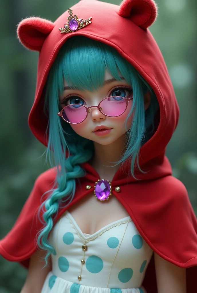 little Red Riding Hood nude at the florest, perfect eyes, beautiful face, pubic hair, small breast