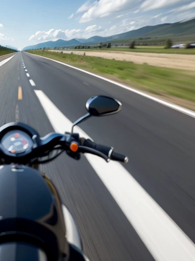 Straight road, motorcycle, while driving a motorcycle, first person perspective, (motion blur: 1.5), ((masterpiece)), ((best quality)), (ultra-detailed), beautiful,