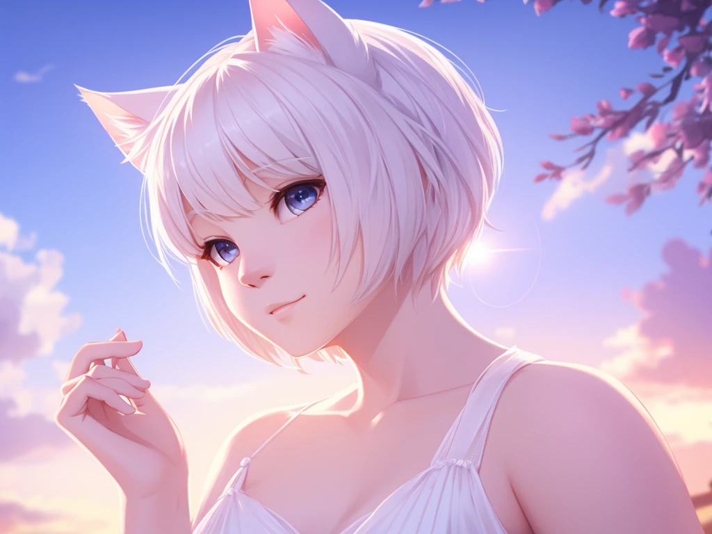 （4K，8k，best quality，meticulous details，DeliCate light，DeliCate short hair）Cat，white hair，There&#39;a bit strange，black shorts，Big blue striped tail，Shota，Wrists covered with scars，Bloodshot eyes，Pink collar，crazy，in a subway station，Red filter