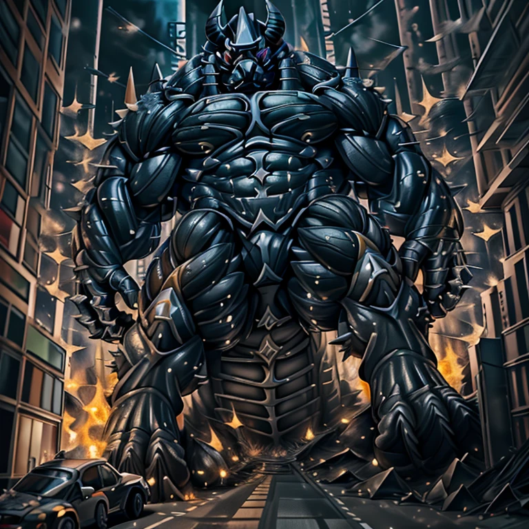 (masterpiece. official art. 8k. best quality. detailed full body. full body.)
(situation 1 : dominating demon lord dragon batzz. focus Colossus mechanical Muscular demon lord dragon batzz is trampling the CITY. macro. stomp. Low-angle perspective. emphasizing the immense size. The perspective is from below, emphasizing the sheer majesty and power of the Colossus. Colossus art. He is much bigger than a skyscraper. Giga Colossuss. micro soccer field. looking down.)

(situation 2 :smoke and flames rising from the destruction in the city)

(Additional details 1: wearing a full-face helmet. helmet is jet black. The color of NANOSUIT is jet black. high-tech bio-mecha armor. real texture material. whole body shines like metal. Wearing cyberpunk mecha. emphasizes the muscles. suit fully made of metal. intricate armor. Robotic suit. suit fully made of metal. NANOSUIT with the same design as demon lord dragon batzz.). (demon lord dragon batzz has 5 toes.)

(Additional details 2: (Detailed head. Detailed Body. Detailed abs. gigantic muscles. HYPER MUSCLES. Gigachad Muscular. big muscle. pecs. triceps. traps. unusually developed muscular body. body full of huge muscles. showing off muscles. pectorales enormes. Exaggeratedly huge muscles. huge muscles. long legs.).

(Additional details 3: nj5furry, Spread wings. It has wings. black have big wings. The claws are sharp. Sharp teeth.5 toes.). 